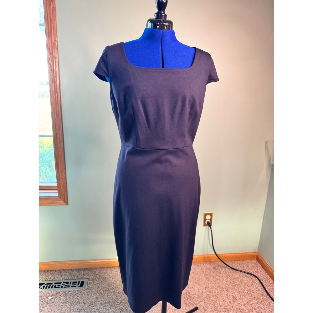 Nine West Womens Black Square Neck Cap Sleeve Sheath Dress Size M NWT